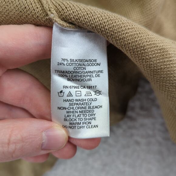 Sigrid Olsen Mock Neck Full Zip Sweater Silk Cotton Women's‎ Medium Leather Tan - Picture 8 of 9